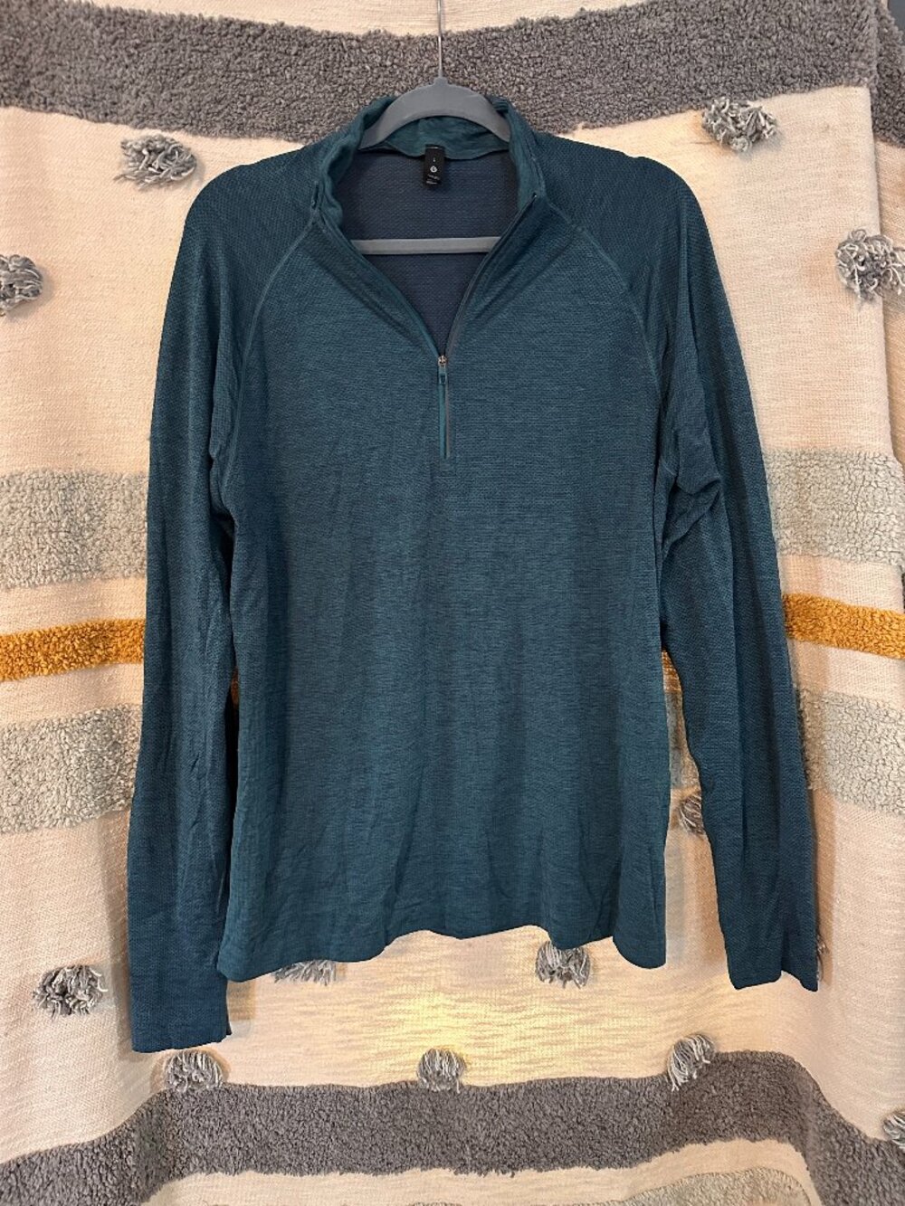 Lululemon Metal Vent Tech 1/2 Zip Pullover Heathered Teal Blue - Men's L